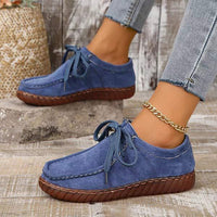 Women's Round-Toe Flat Single Shoes with Front Lacing 63952860C