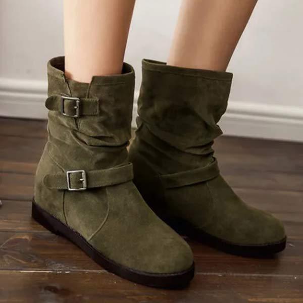 Women's Flat Round-Toe Suede Casual Ankle Boots 29662687C