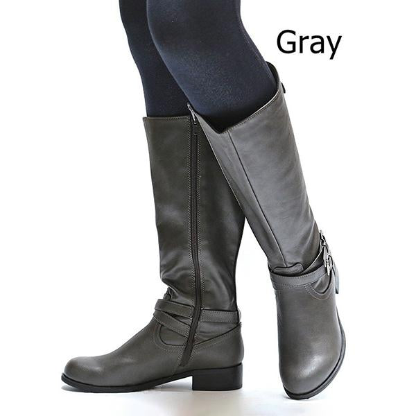 Women's Casual Buckle-Embellished Knee-High Knight Boots 15637561S