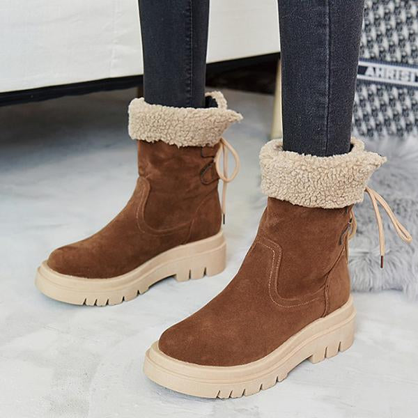 Women's Casual Back Lace Up Platform Snow Boots 21015138S