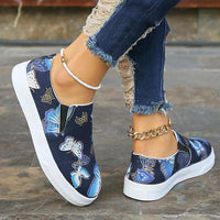Women's Casual Butterfly Print Elastic Slip-On Flats 91005414S