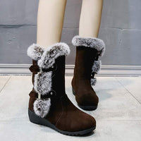 Women's High-Top Snow Boots with Wedge Heel and Belt Buckle 95160924C