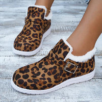 Women's Casual Leopard Belt Buckle Flat Sneakers 87325319S