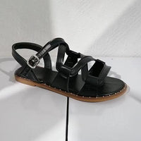 Women's Casual Flat Cross Strap Roman Sandals 75135600C