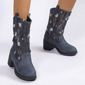 Women's Western Cowboy Chunky Heel Mid-Calf Boots 48357272C