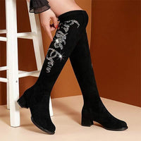 Women's Chunky Heel Stretch Over-the-Knee Boots 44184553C