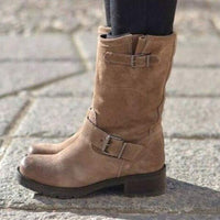 Women's Square Heel Low Heel Mid-Calf Boots 53528429C