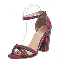 Women's Fashion Plaid Block Heel Dress Sandals 62049611S