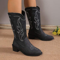 Women's Thick Heel Western Knight Boots 08811219C