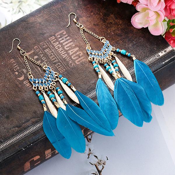 Vintage Feather Travel Long Earrings 03721548C