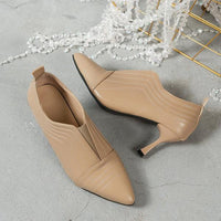 Women's Elegant Nude Pointed Toe Stiletto Ankle Boots 37325720S