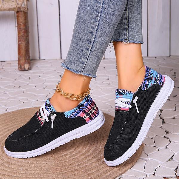 Women's Patchwork Lace-Up Casual Canvas Shoes 90736402S