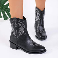 Women's Low-Cut Western Cowboy Boots with Embroidery Detail 62983278C
