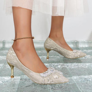 Women's Elegant Stiletto Heel Rhinestone Bridal Shoes 93744412S
