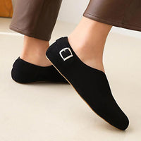 Women's Pointed Toe Suede Low Top Buckle Flat Shoes 02632888C