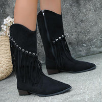 Women's Fashionable Casual Mid-Calf Tassel Boots 16829744S