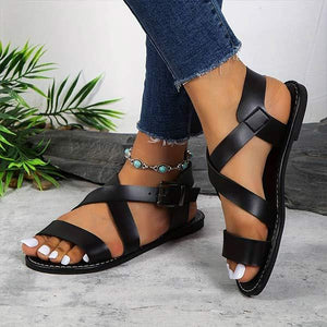 Women's Flat Sandals with Ankle Buckle 93462298C