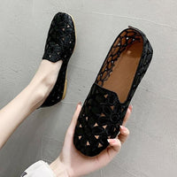 Women's Casual Flower Hollow Flat Beanie Shoes 84594271S