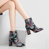 Women's Fashionable Ethnic Style Thick Heel Short Boots 52524180S