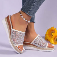 Women's Platform Wedge Sandals with Mesh Straps 33862560C