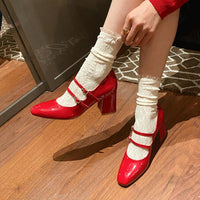 Women's Retro Double Buckle Chunky Heel Mary Jane Shoes 54968828C