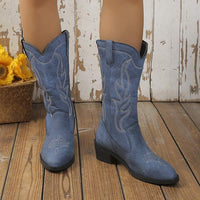 Women's Vintage Embroidered High-Cut Chunky Heel Fashion Boots 71608059C