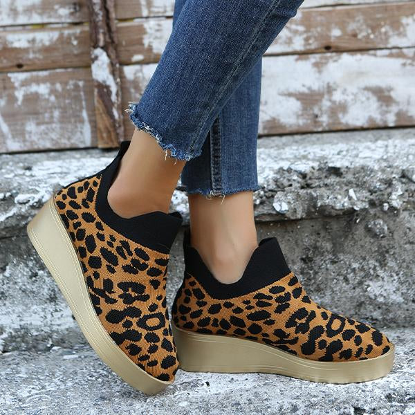 Women's Casual Leopard Mesh Platform Shoes 22438285S