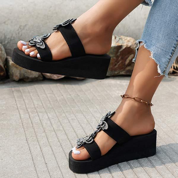 Women's Thick Sole Wedge Heel Casual Slide Sandals 41411764C
