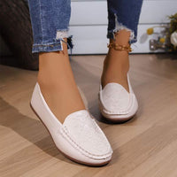 Women's Round Toe Low Heel Casual Flat Shoes 35613412C