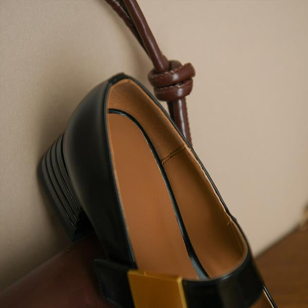 Women's retro square toe chunky heel Mary Jane 80467736S