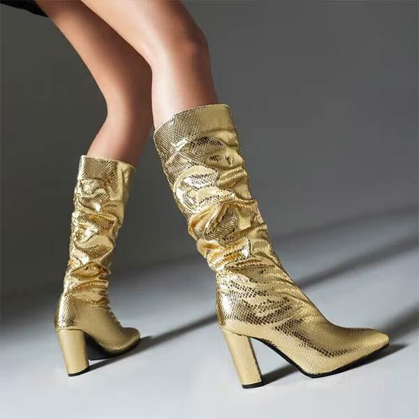 Women's Glossy Fashion Knee-High Boots 40348599C