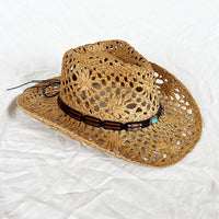Cutout Visor Roll-Brim Western Cowboy Straw Hat 15251387C