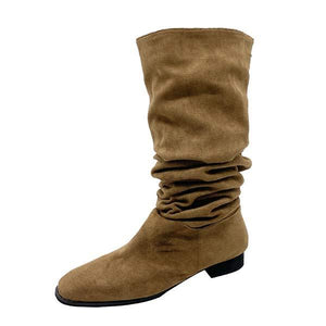 Women's Vintage Suede Stacked-Heel Rider Boots 05733777C