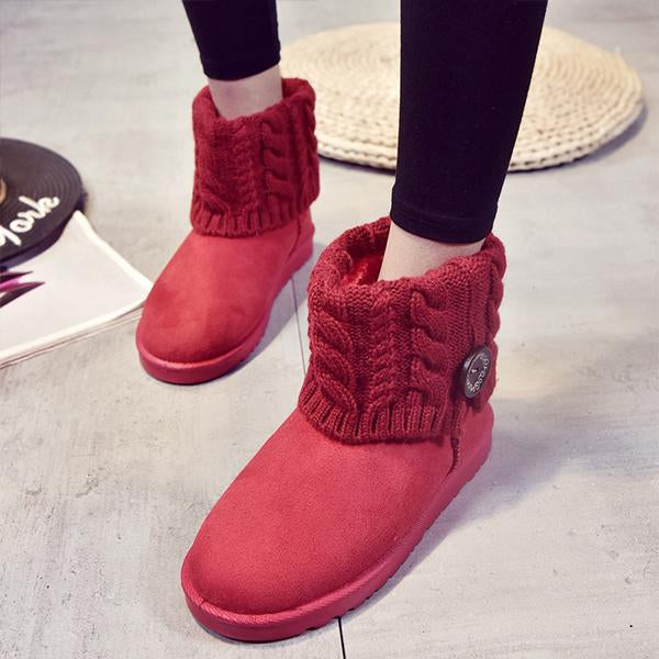Women's Casual Button Knitted Cuffed Snow Boots 36837727S