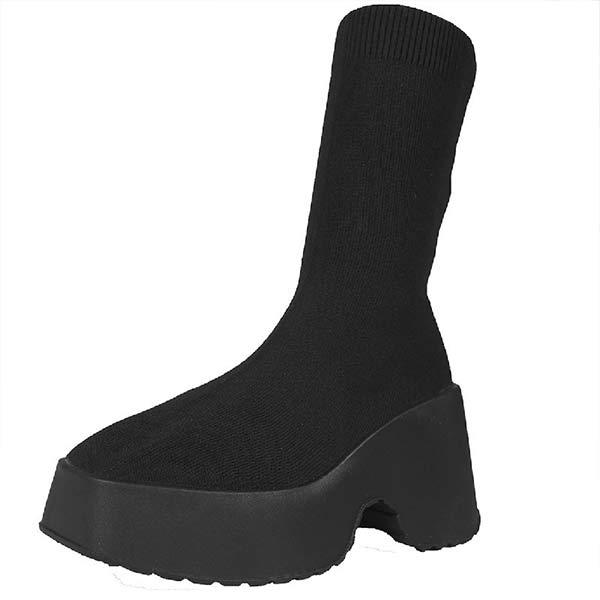 Women's Knitted Platform Ankle Boots 61829586C