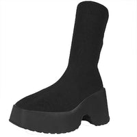 Women's Knitted Platform Ankle Boots 61829586C