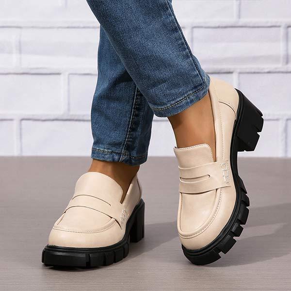 Women's Fashion Chunky Heel Loafers 64528302C