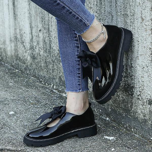 Women's Stylish Round Toe Slip-On Casual Bow Flats 35697759S