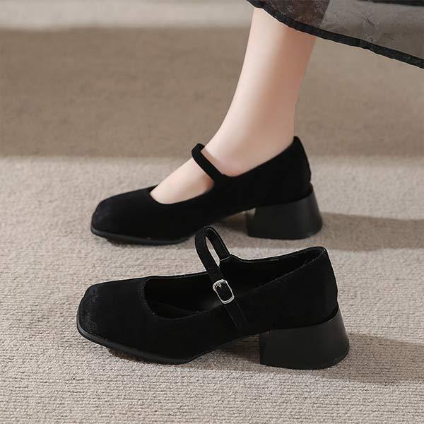 Womens' Square Toe Chunky Heel Mary Jane Shoes 84180100C