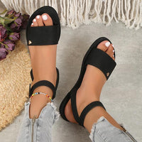 Women's Fashion Suede Love Buckle Flat Sandals 76066949S