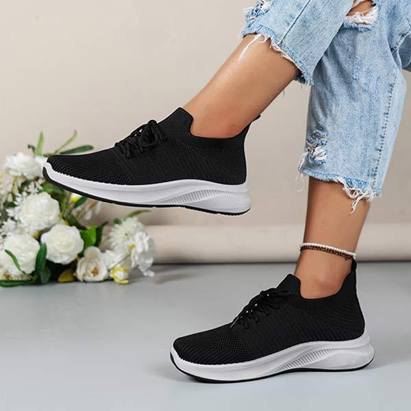 Women's Comfortable Lightweight Round Toe Lace-Up Running Mesh Shoes 76340311C