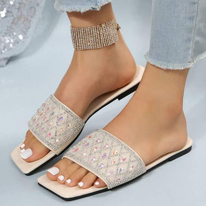Women's Flat Rhinestone Slide Sandals 85835285C