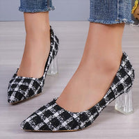 Women's Fashionable Houndstooth Block Heel Pumps 08822753S