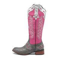 Women'S Embroidered Colorblock Rider Boots 66786994C