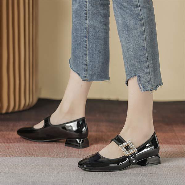 Women'S Black Chunky Heel Mary Jane Shoes 24404374
