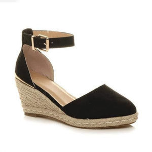 Women's Casual Buckle Straw Wedge Sandals 30056765C