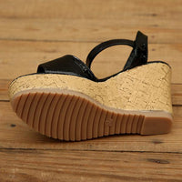Women's Fashion Snake Pattern Buckle Wedge Sandals 48909410C