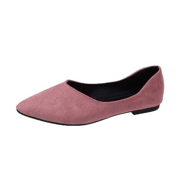 Women's Pointed Toe Suede Shallow Mouth Flat Shoes 16753210C