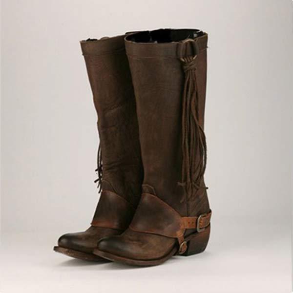 Women's Fringed High Shaft Riding Boots 07340577C