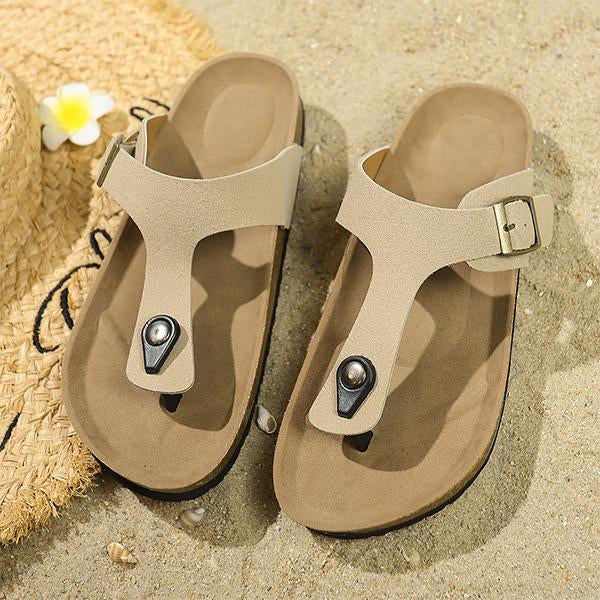 Women's Casual Buckled Decorated Flat Beach Flip-Flops 16727347S